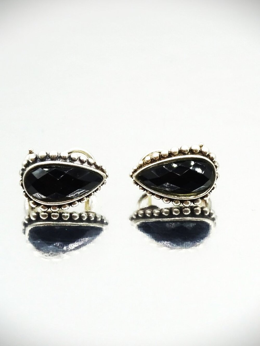 LAGOS Maya Sterling Silver Faceted Black Onyx Stud Earrings